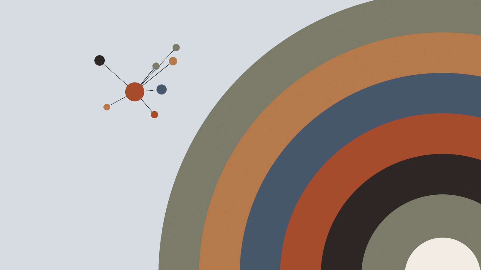 Amazon Bedrock illustration: concentric colored arcs beside a small cluster of connected nodes