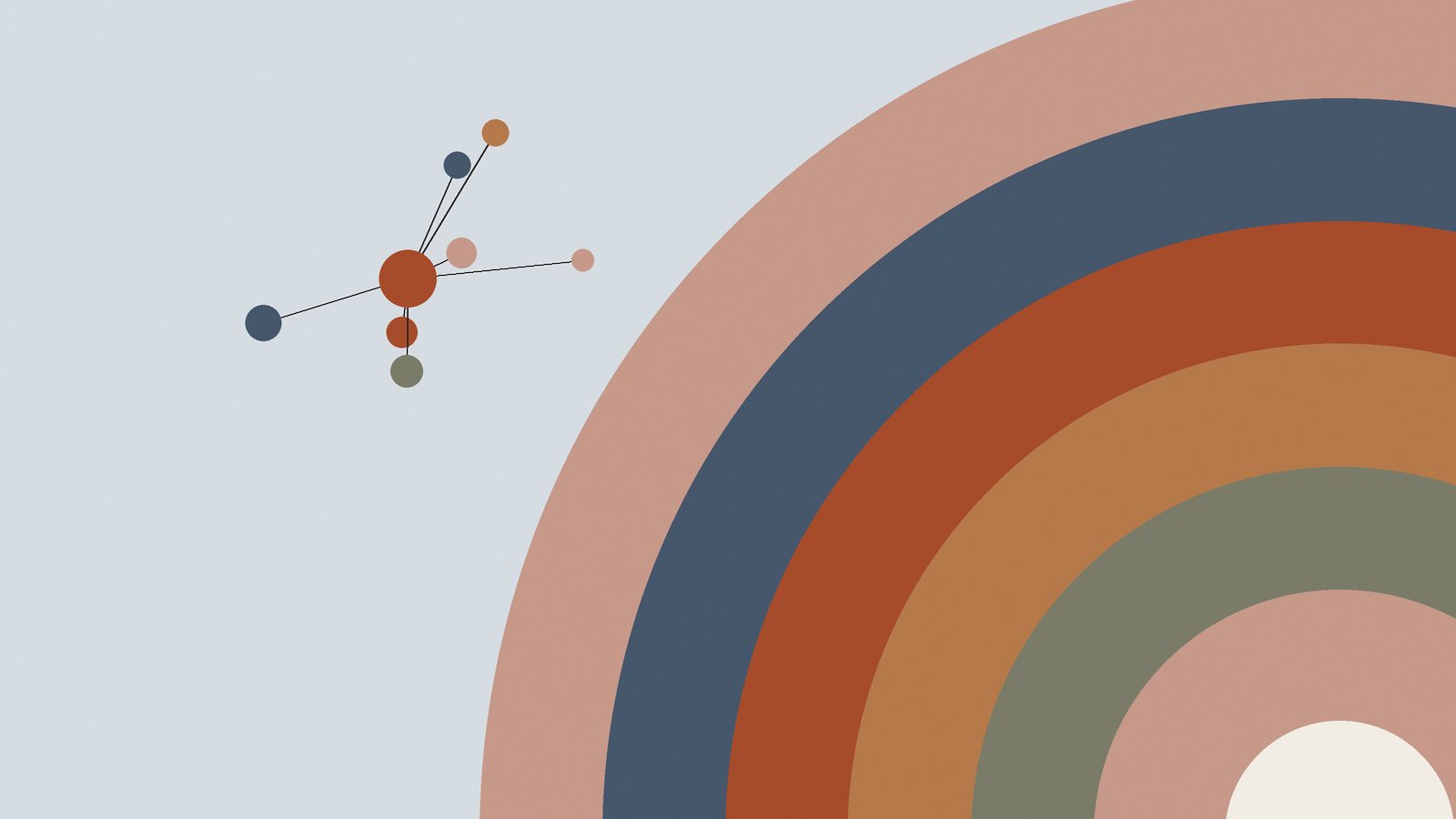 Azure AI services illustration: concentric colored arcs beside a small cluster of connected nodes