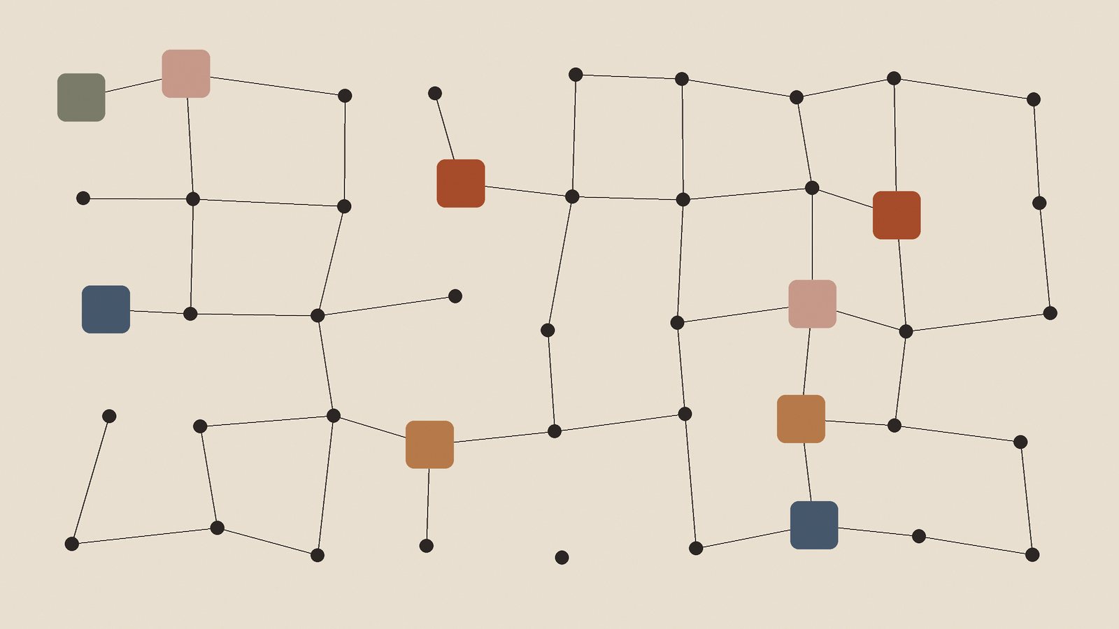 Azure subscriptions illustration: a grid of connected network nodes with highlighted squares