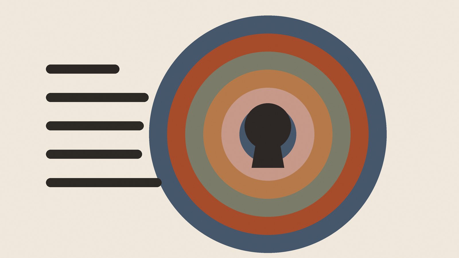 Cloud account security illustration: concentric rings around a keyhole