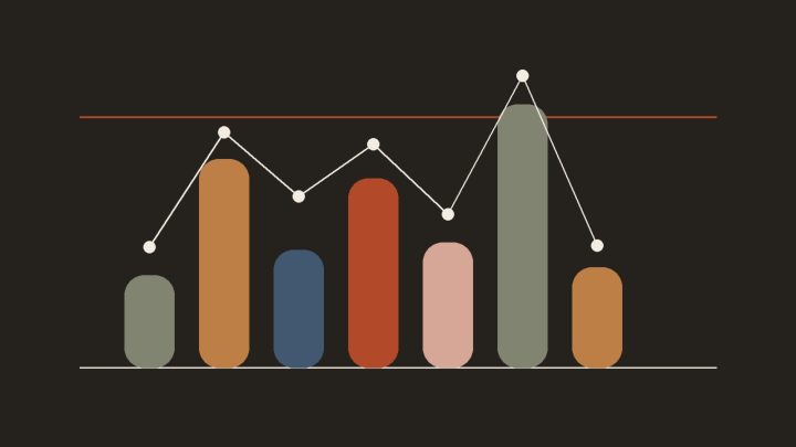 Cloud free trials and credits illustration: a bar chart with a budget line on a dark background