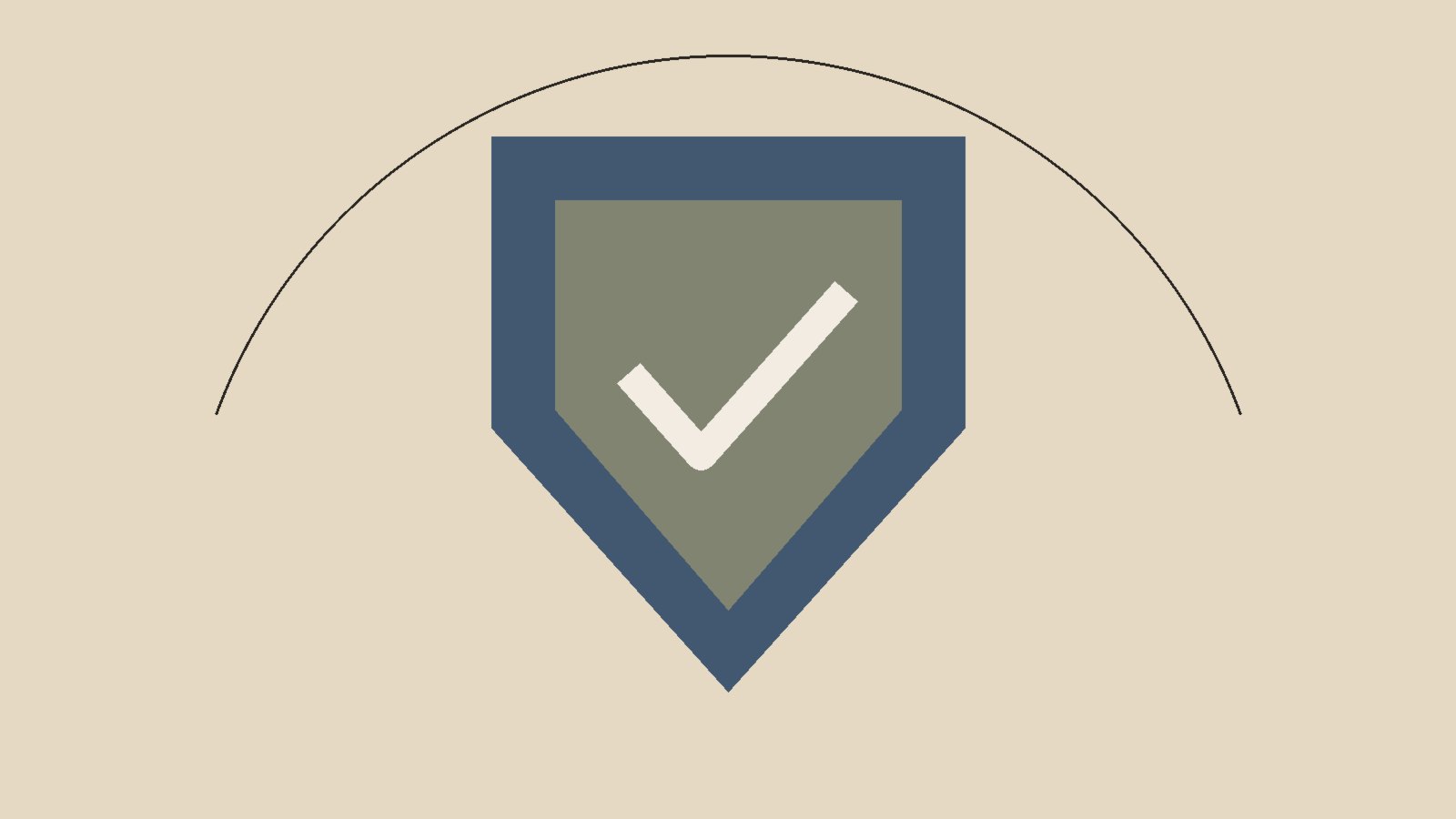 Cloud security controls illustration: a layered shield with a check mark