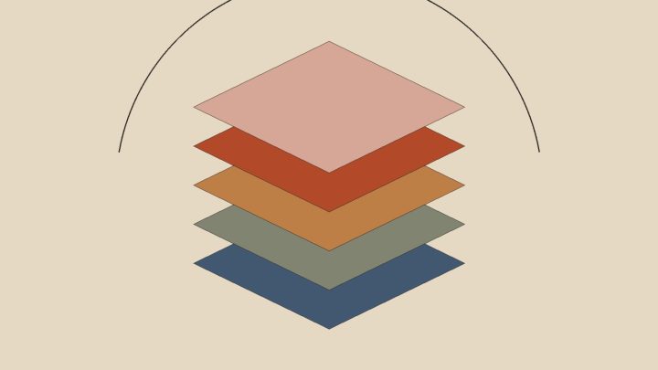 Business cloud use cases illustration: stacked isometric layers representing levels of a cloud stack