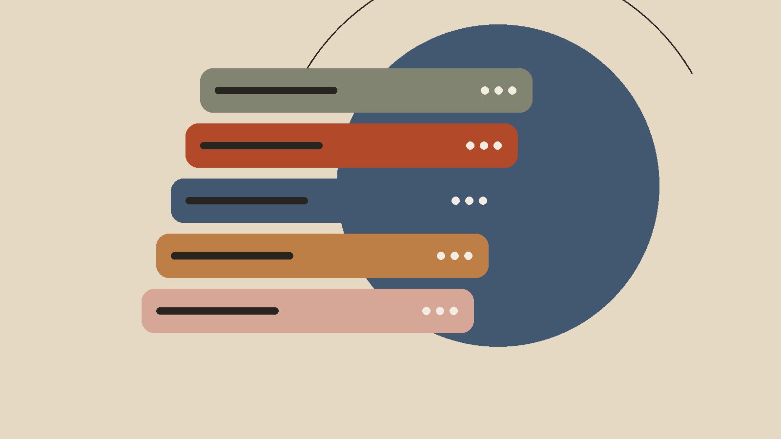 Hetzner services illustration: stacked server units in front of a large circle